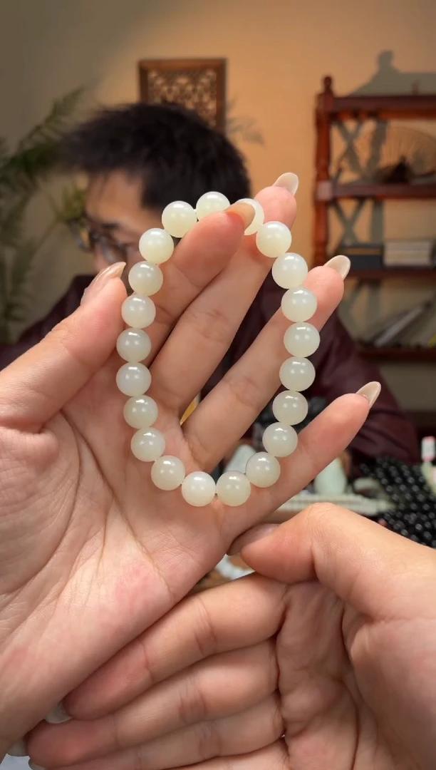 未镶嵌手串和田玉白10圆