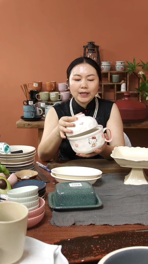 陶瓷B250陶瓷泡面碗带盖2件套微瑕