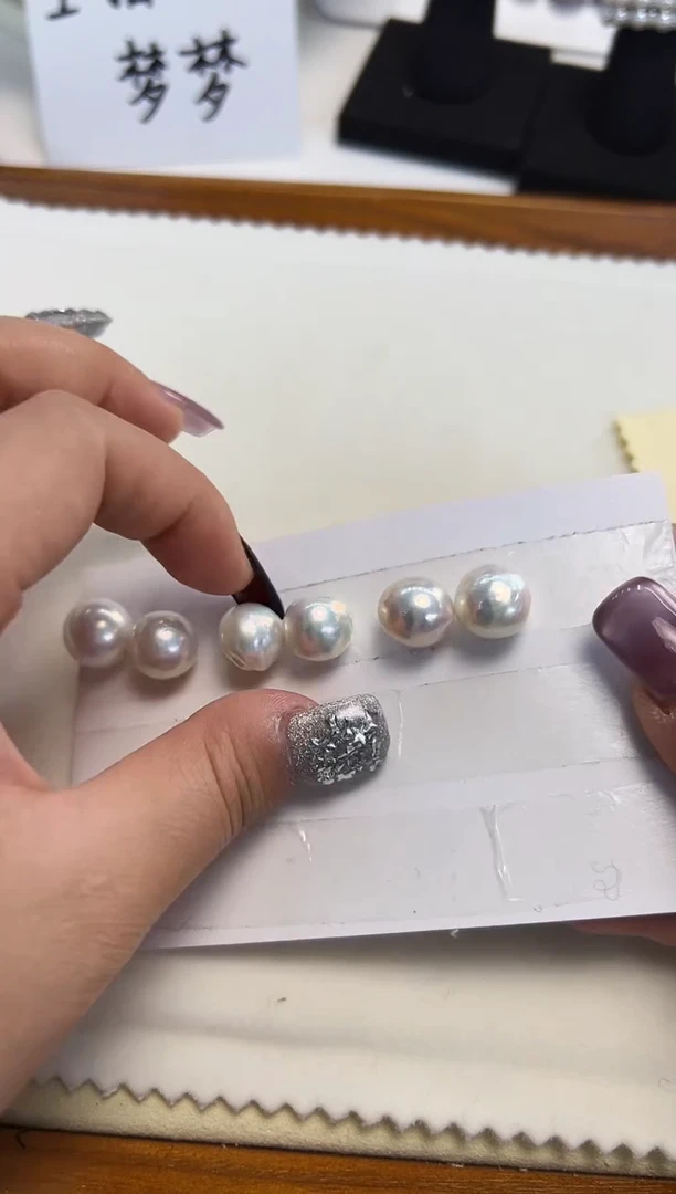 银S925镶嵌耳饰淡水珍珠多样性发货只发一对皱巴