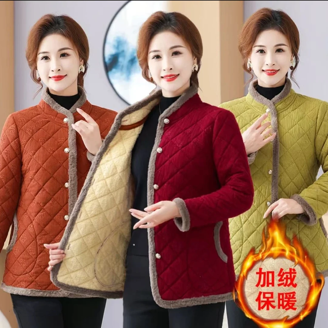 中老年棉衣妈妈棉袄阔太太气质保暖加绒冬季母亲节礼物送妈妈实用