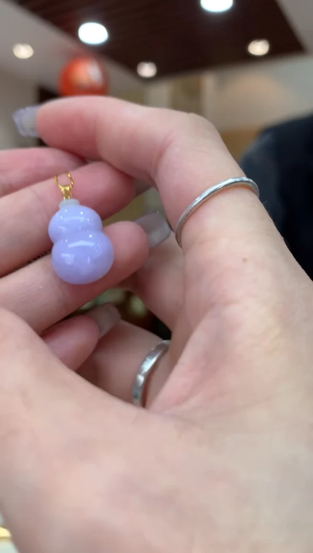 吊坠(不含链)18K金镶嵌翡翠葫芦