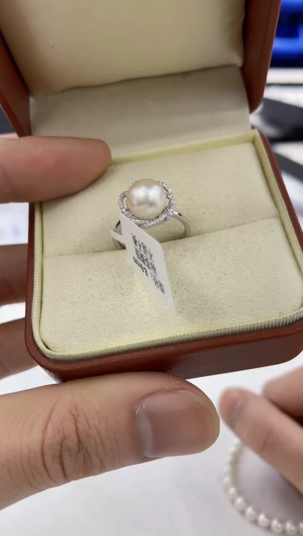银S925镶嵌戒指海水珍珠