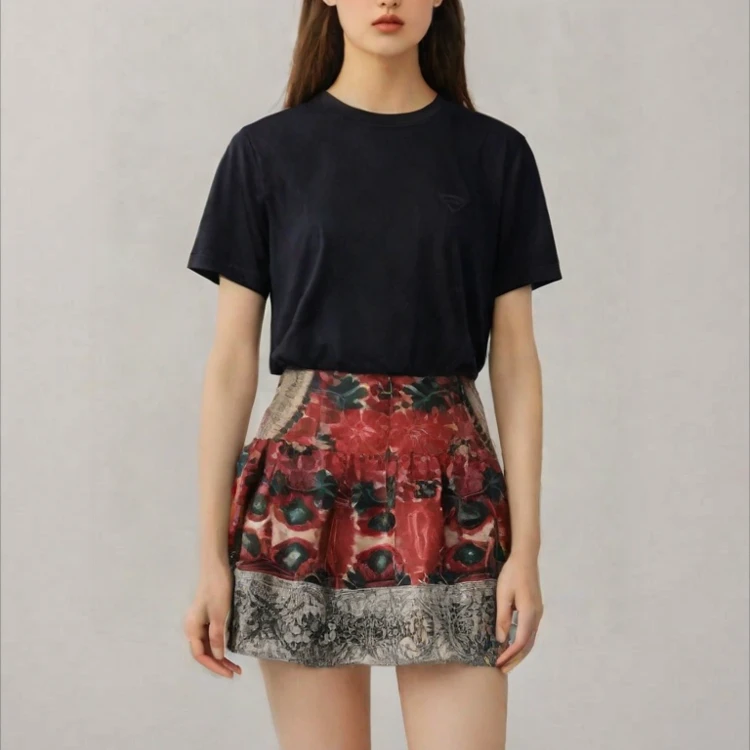 95新 Valentino/华伦天奴 华伦天奴花卉短裙女装42码/dd779
