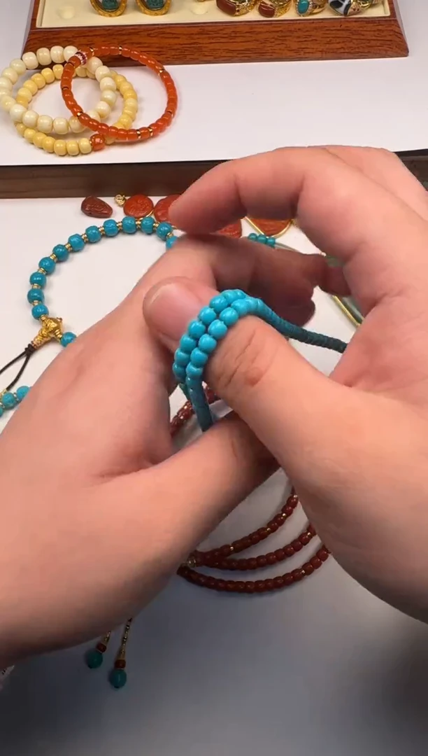 18K金镶嵌绿松石挂件野***~手串手串