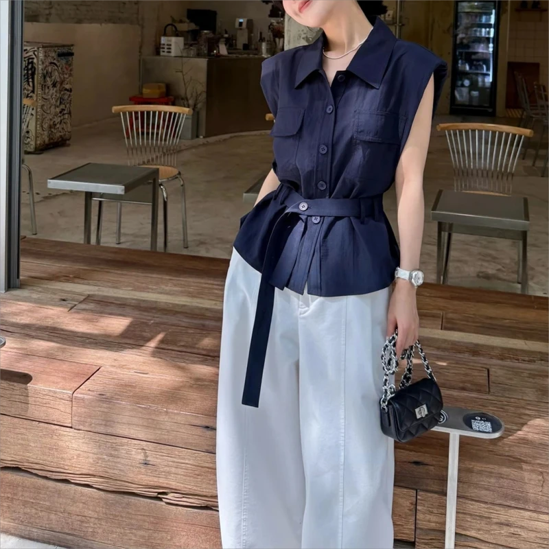 【行走的空调】无袖飞飞袖显瘦上衣莱赛尔天丝透气百搭带腰带