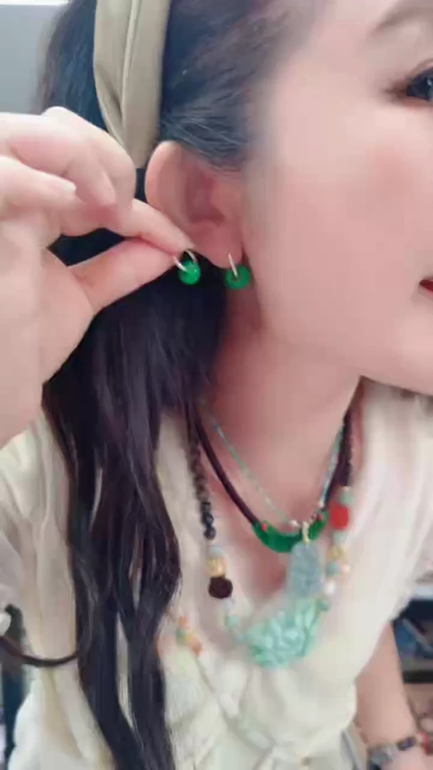 颈饰合金石英质玉1017耳扣