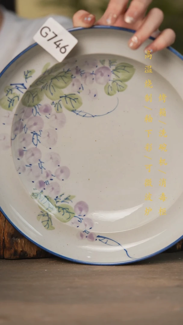 瓷片景德镇高温釉下彩可微波烤箱洗碗机746