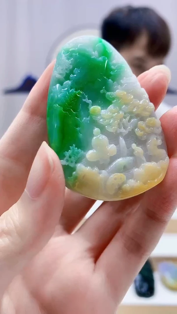 未镶嵌定制翡翠4868zm-毛货挂件山水67