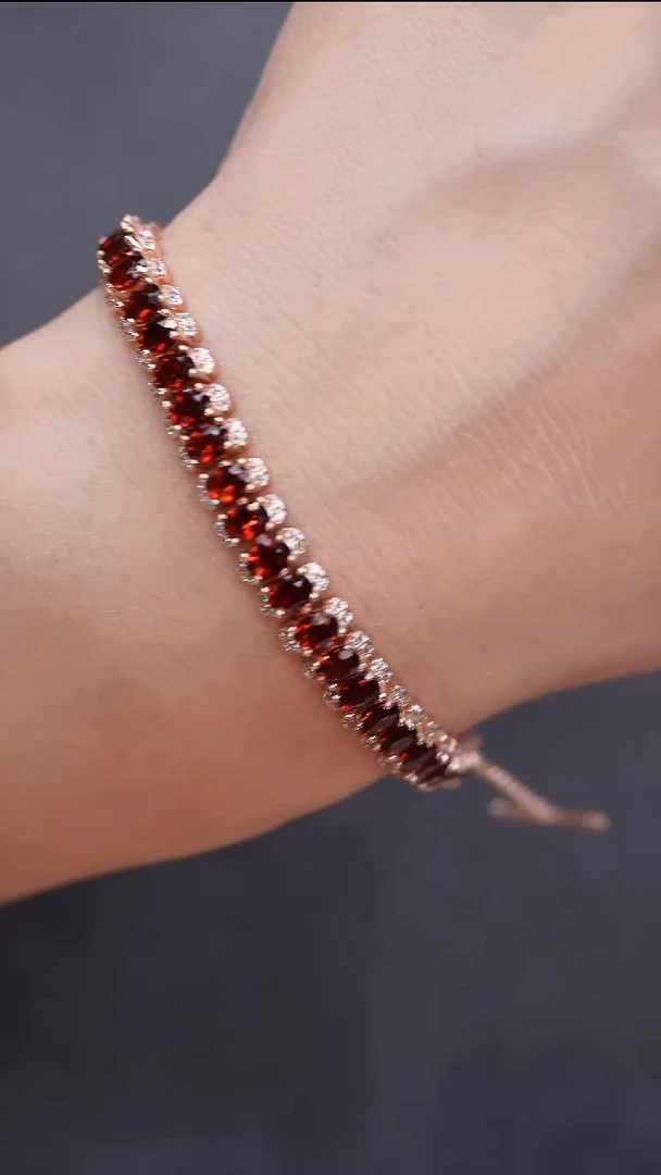 石榴石手链银S925镶嵌手链