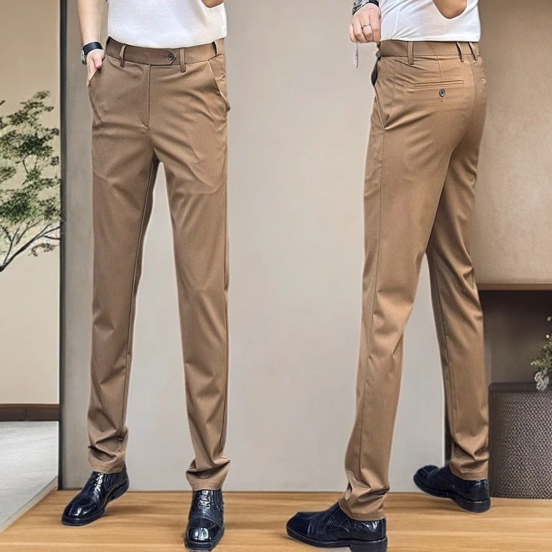 时尚修身微弹力商务休闲休闲裤西装裤时尚潮流百搭男士夏季弹力