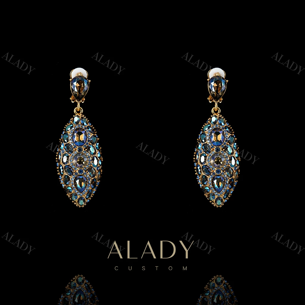 合金合成锆石耳饰 海洋蓝色梦幻耳饰-ASK2518
