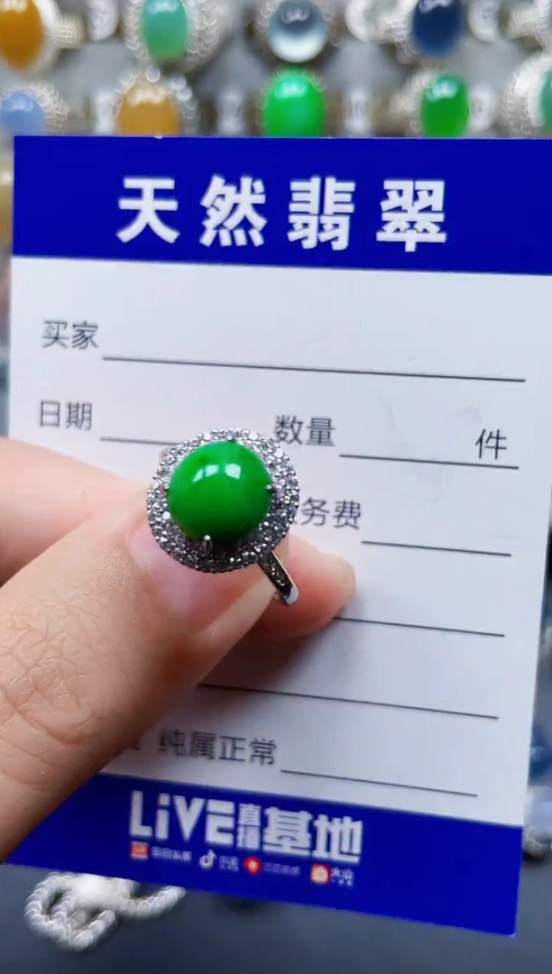 银S925镶嵌戒指翡翠100