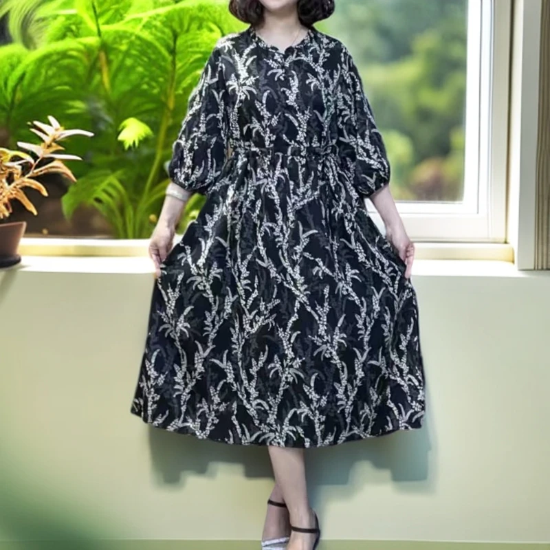（苏依阁）MY春季新款花边领~凤尾花气质显瘦收腰女装连衣裙