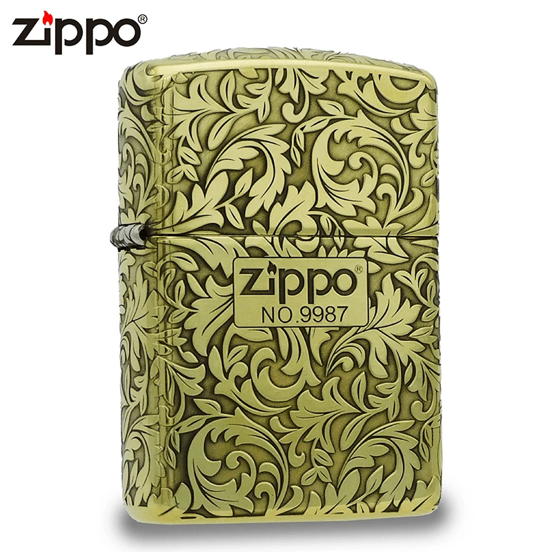ZIPPO 正品打火机/169黄铜盔甲五面雕刻大叶唐草DY9920DK【阿明1】