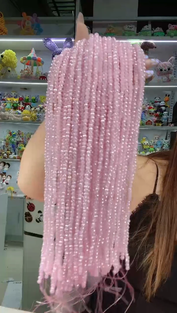 玻璃3019卡4水晶扁ab彩10条粉玉