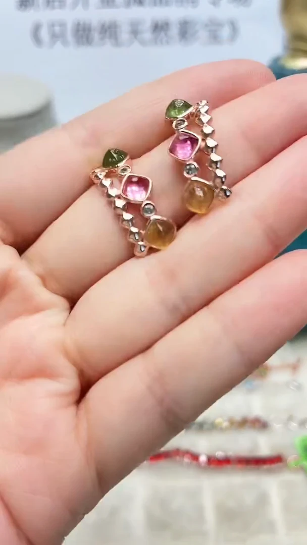 银S925镶嵌耳饰碧玺062ZB1122产品一个（多样性）