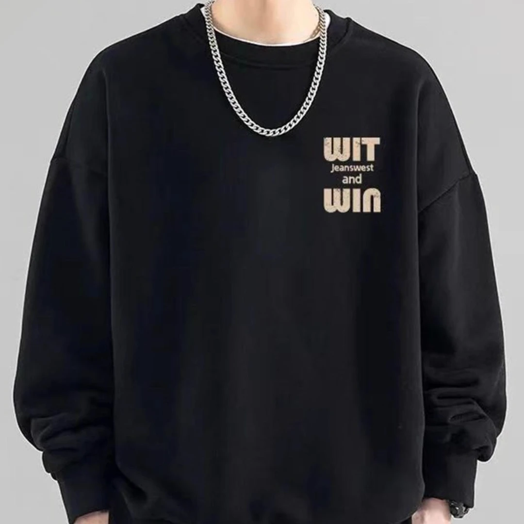 新款美式复古潮流重磅圆领卫衣男女装秋冬季加绒宽松痞帅简约上衣