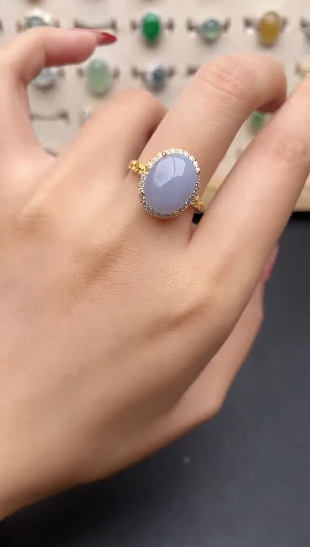 【闪购商品】翡翠戒指银S925镶嵌一物一证一礼盒