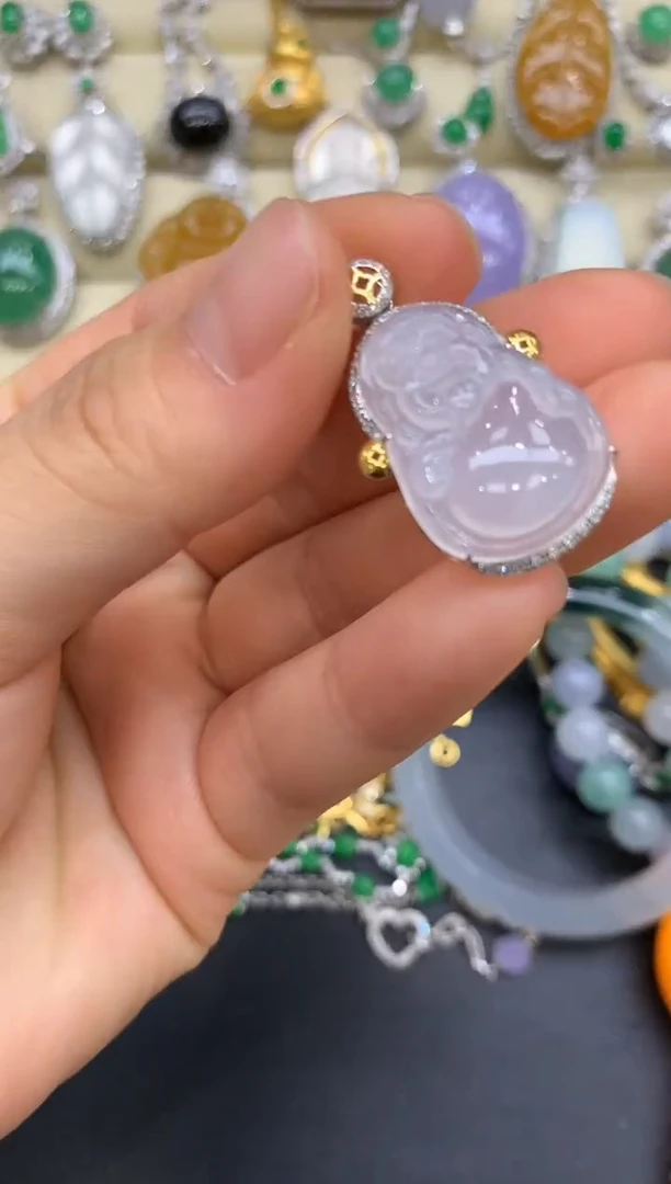 翡翠18K金镶嵌颈饰298-中国好珍宝