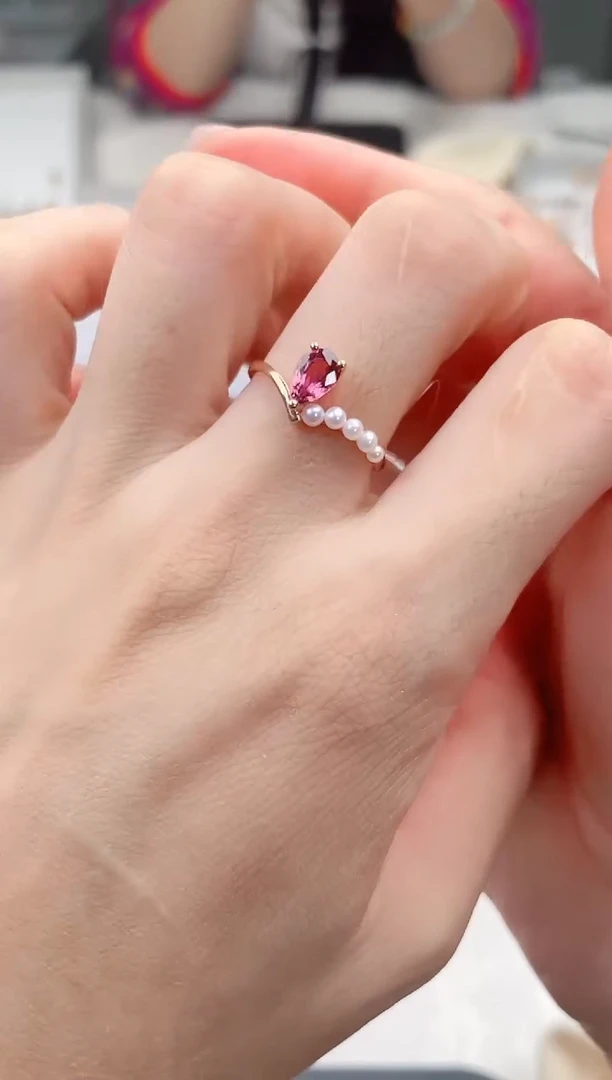 碧玺戒指18K金镶嵌高货14#