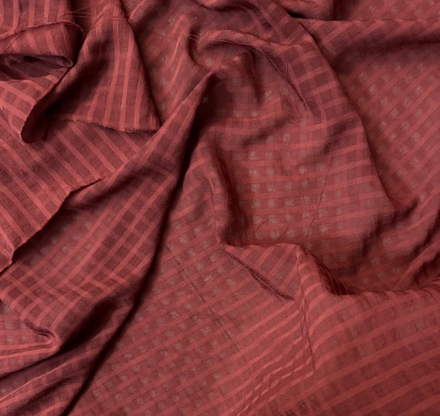 面料透的【深红色雪纺暗格】连衣裙面料布料时尚时装面料