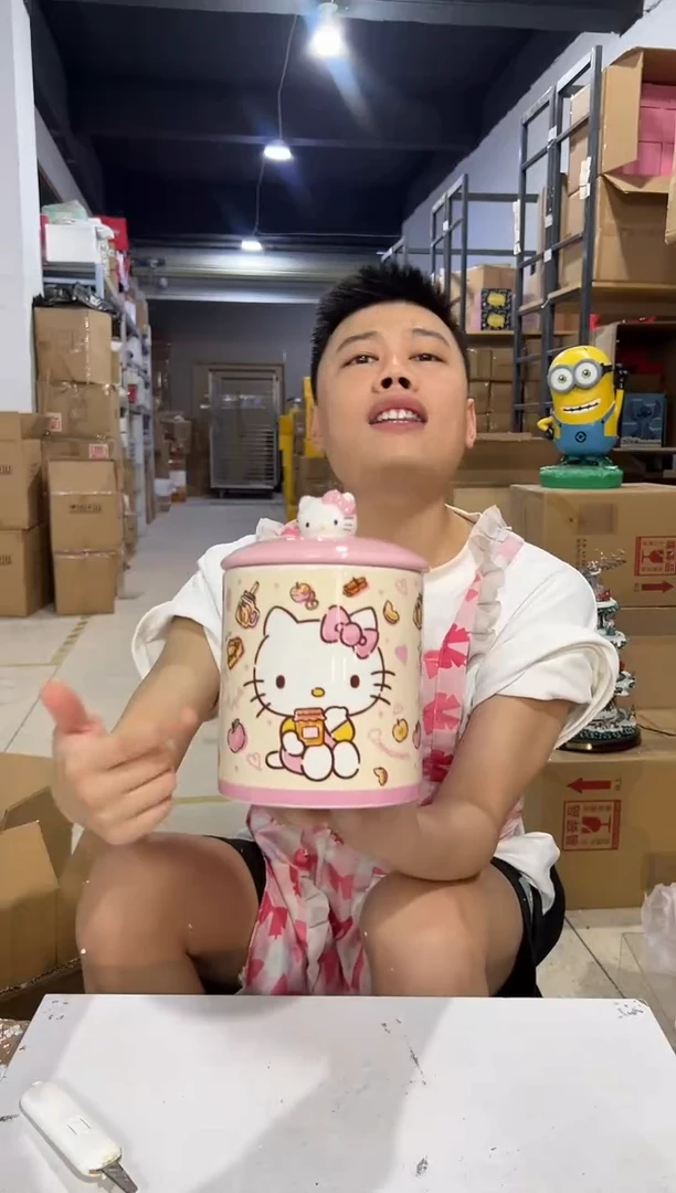 瓷片陶瓷b款粉色kt储物罐