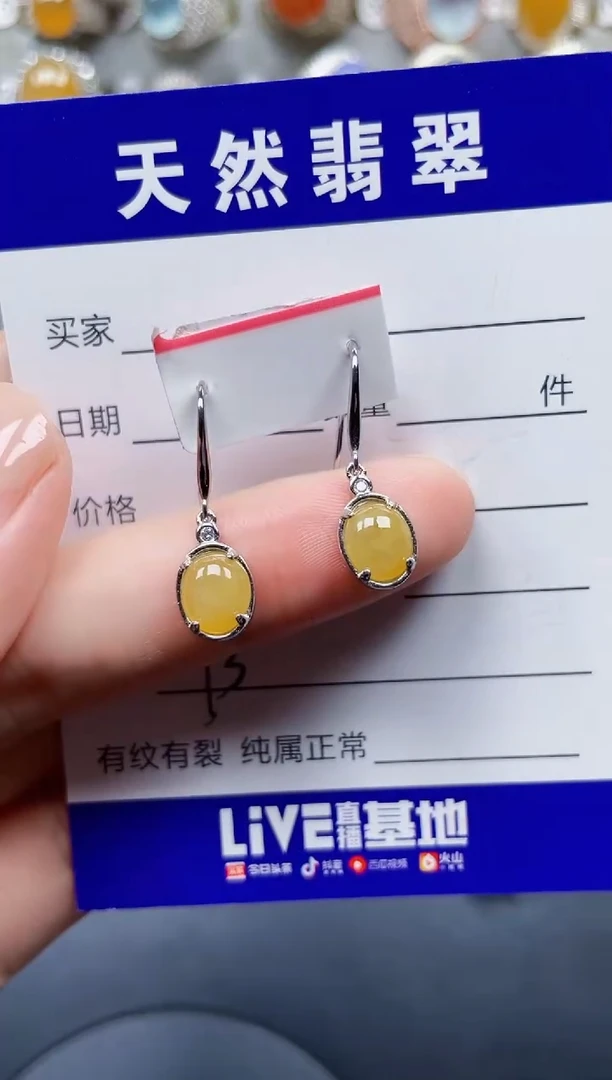银S925镶嵌翡翠耳饰93