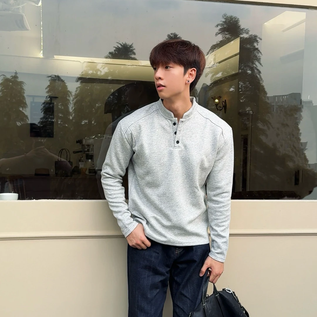 BST25AW液氨太空棉亨利领BOXY解构拼接重磅秋冬卫衣