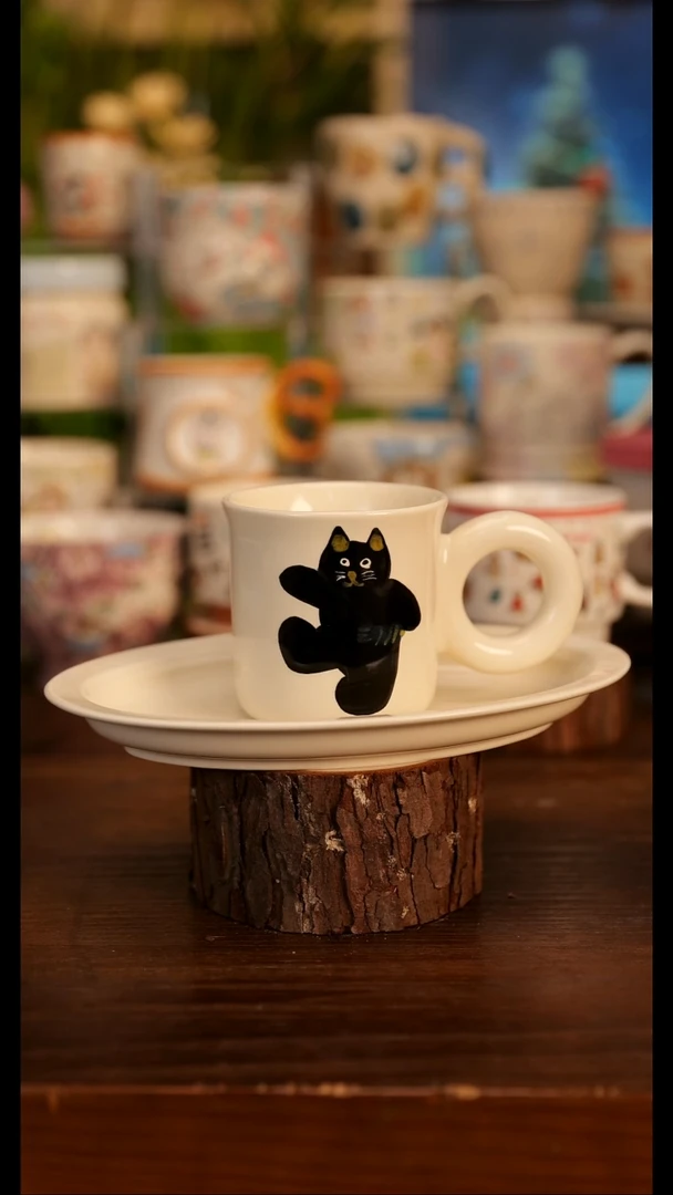 小黑猫杯碟