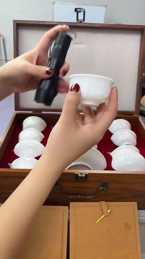 景德镇高温瓷一套玲珑瓷