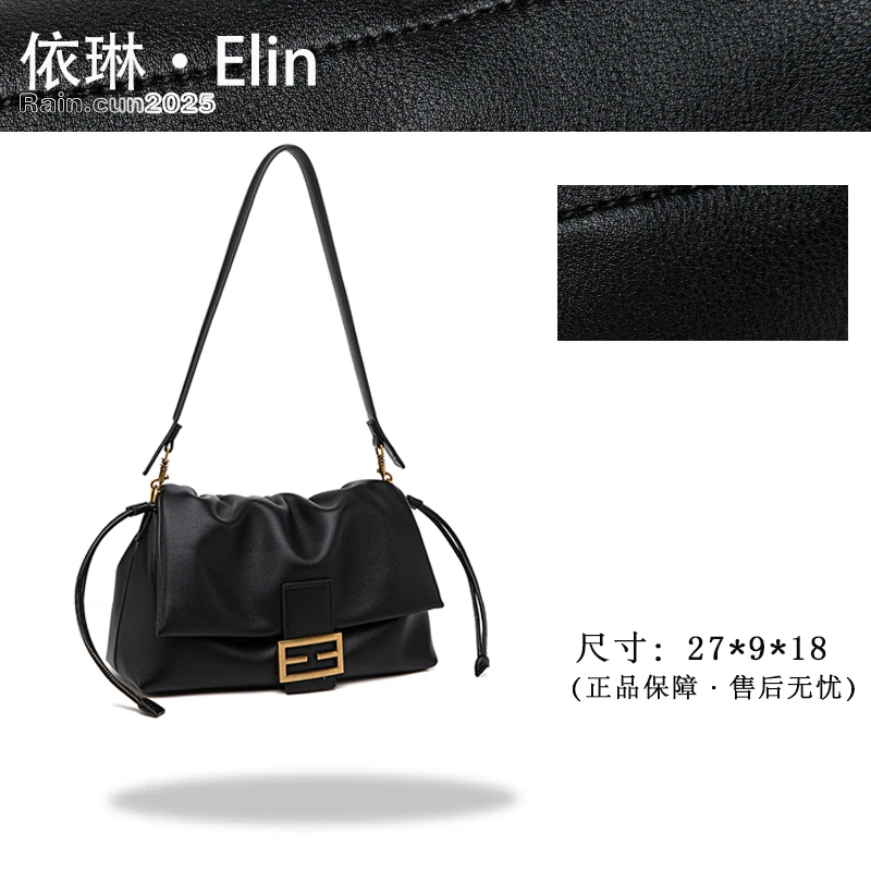 【Elin定制】2025年秋冬新款女包时尚设计单肩包QYX-98035-黑色