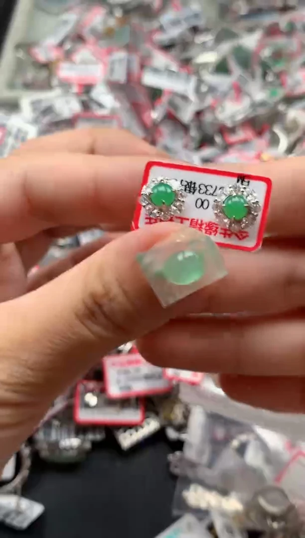 银S925镶嵌戒指翡翠天然A货缅甸翡翠