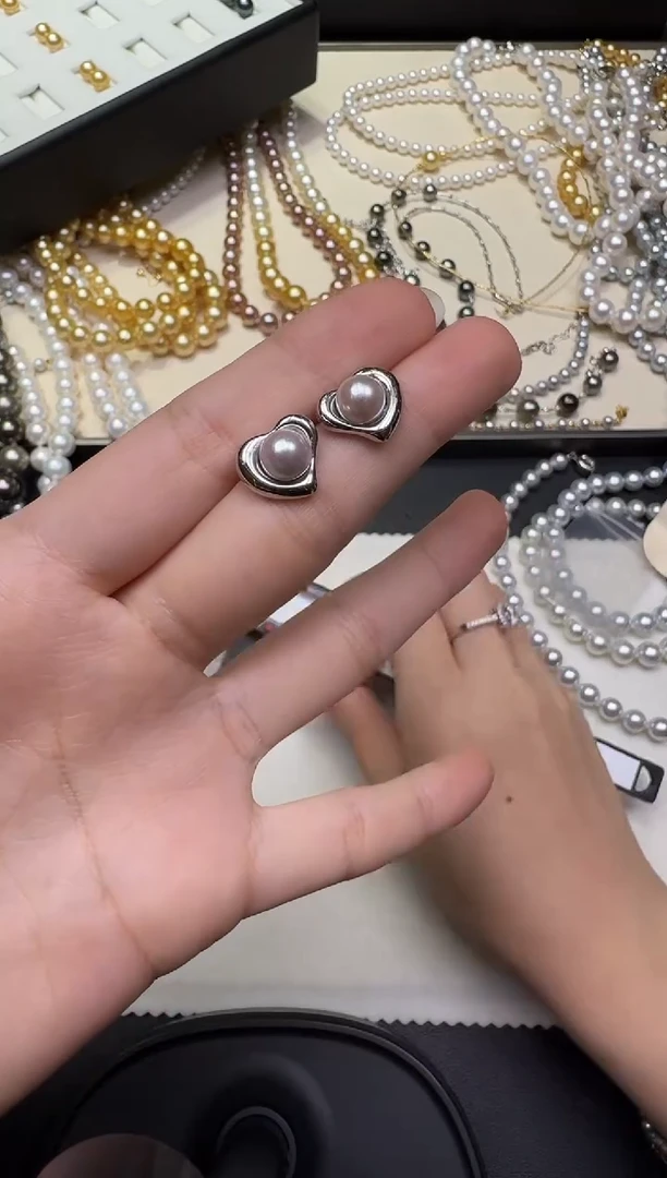 银S925镶嵌耳饰海水珍珠X1218-1227-342