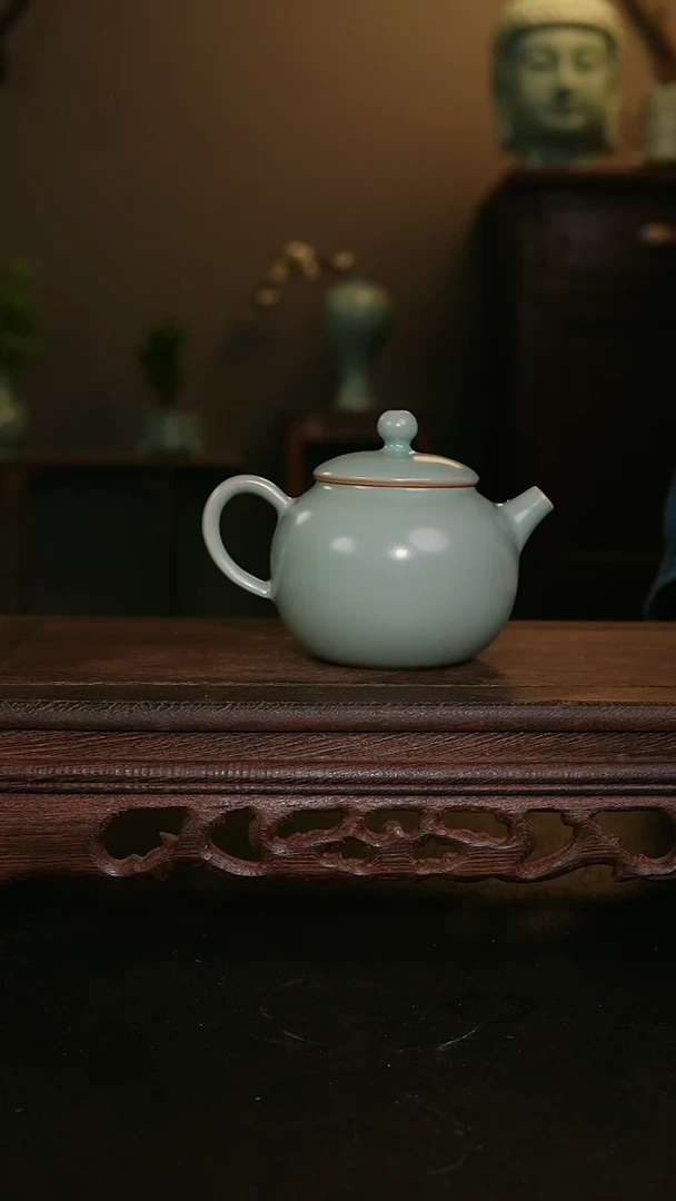 茶器仿古手工军绿苹果壶
