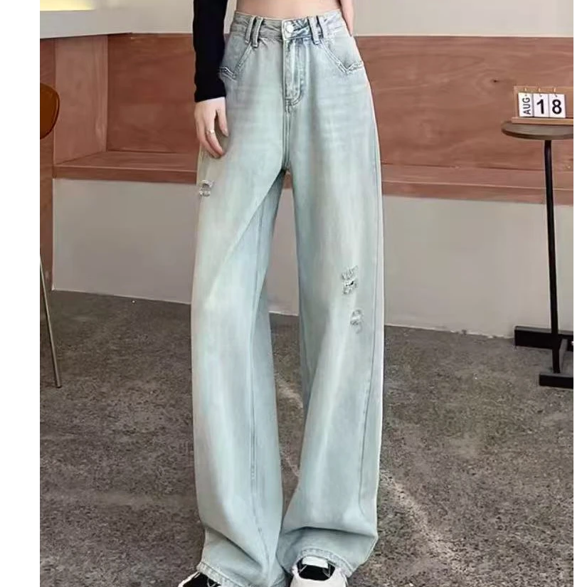 高货款 断码 牛仔裤高街复古休闲设计感显瘦宽松