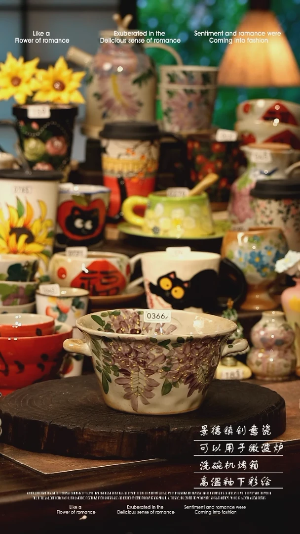 陶瓷景德镇高温釉下彩手工手绘款式@A0366@