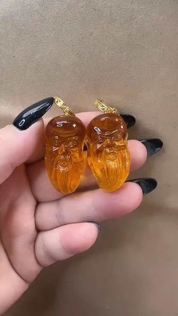 琥珀颈饰未镶嵌耳环