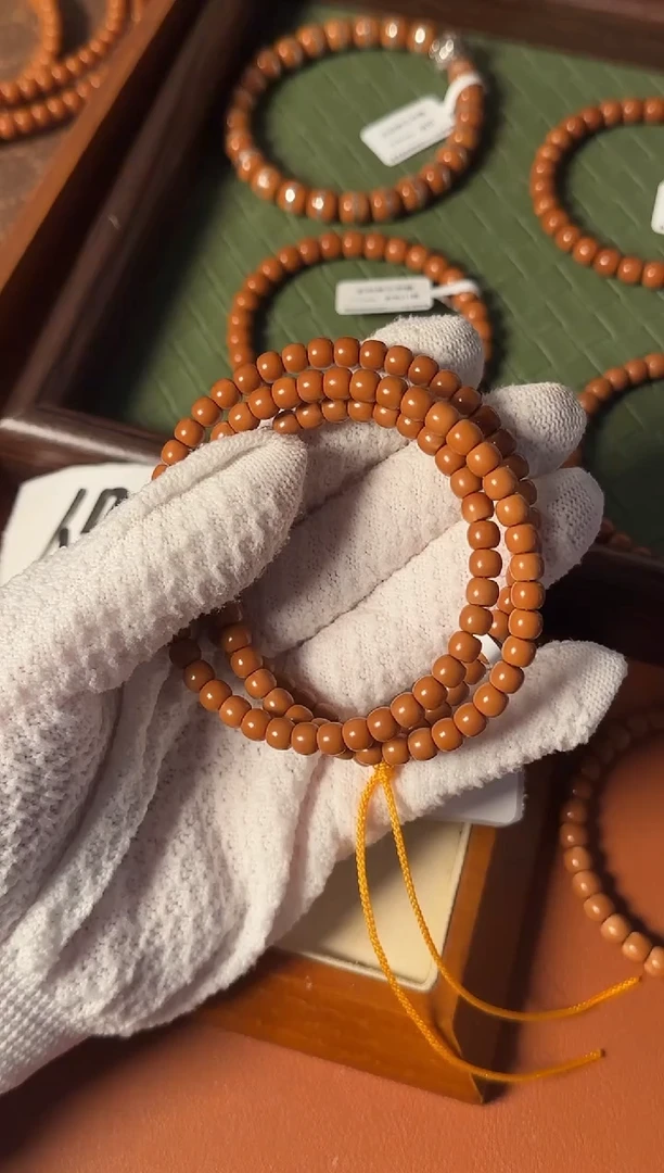 手串橄榄核【168核尖】6.0mm老挝核尖老型108三花面无白 树王老料