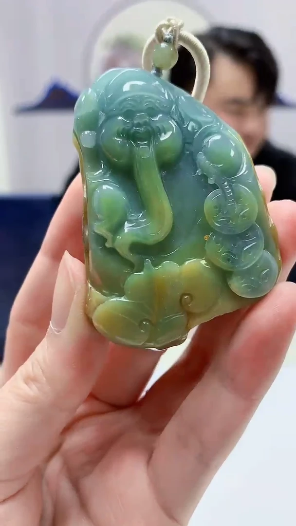 【闪购商品】定制翡翠未镶嵌5060zm-毛货挂件15财神