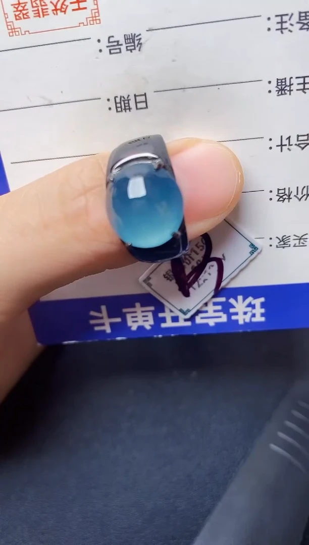 翡翠戒指银S925镶嵌22222