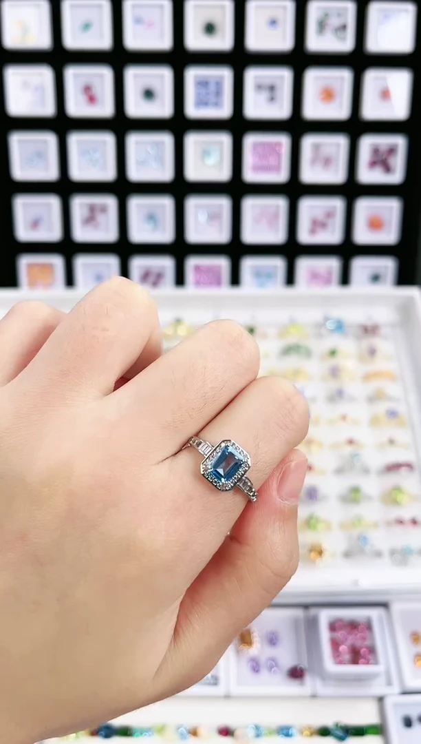 托帕石戒指银S925镶嵌A004