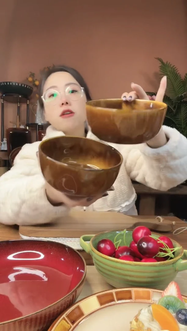 陶瓷6英寸焦糖色面碗 2件 微瑕疵