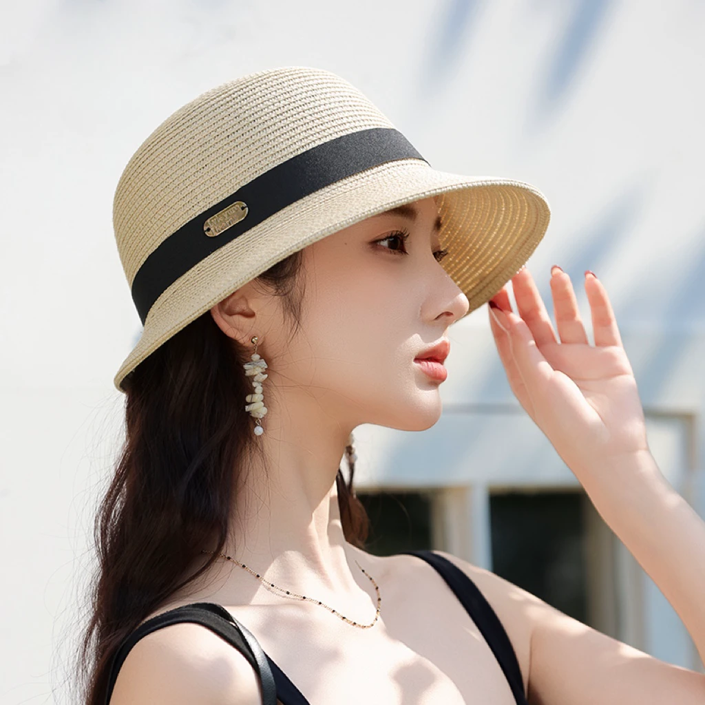 法式赫本风草帽女夏天日系优雅韩版出游防晒渔夫帽太阳帽遮阳帽子