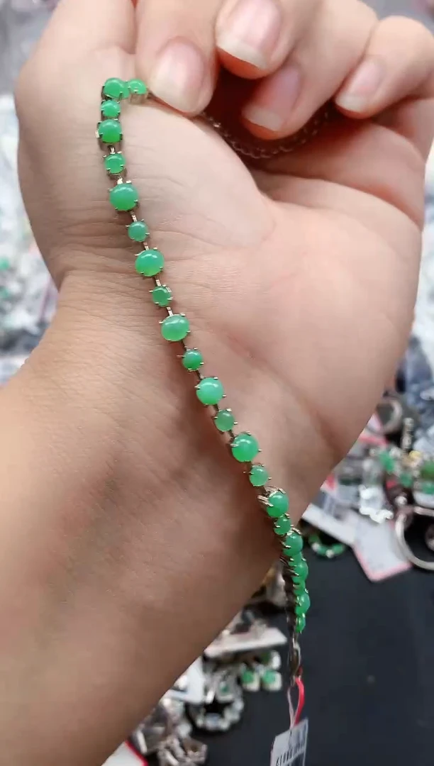 银S925镶嵌戒指翡翠天然A货缅甸翡翠