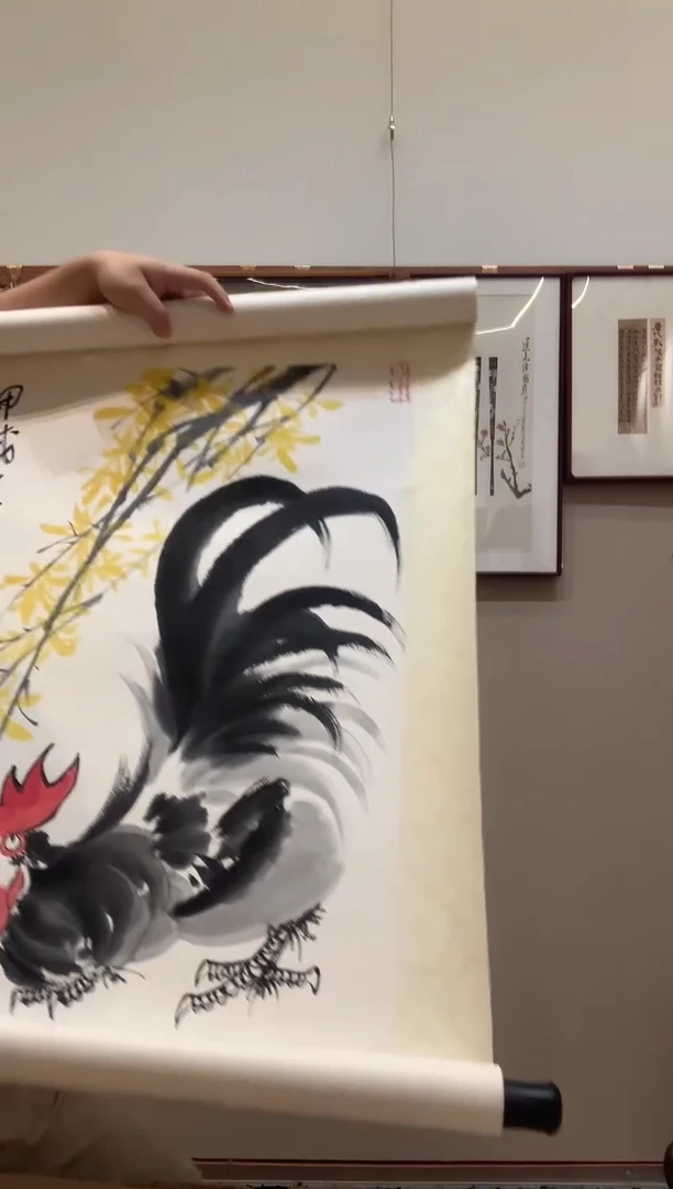 国画海*J陈老师国画卷轴一件 公鸡