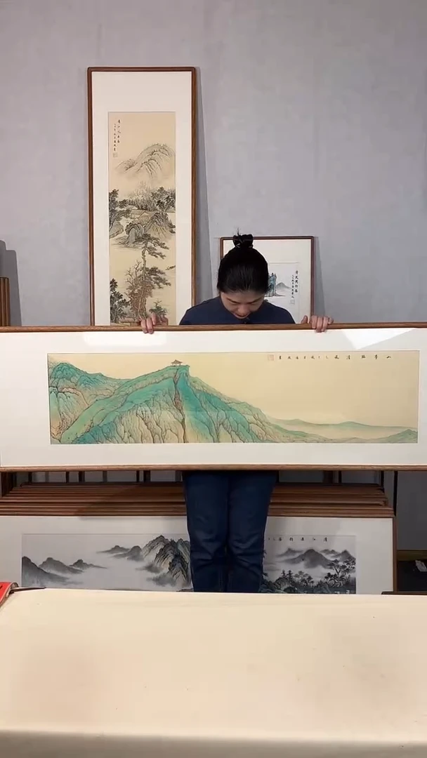 国画手绘*山亭临清风*52*172cm带框发货