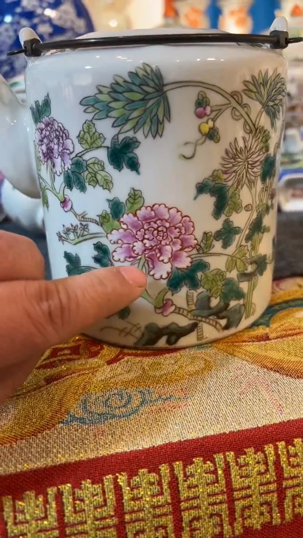 摆件瓷摆件瓷摆件四季花卉大水壶