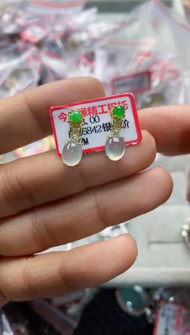 银S925镶嵌戒指翡翠13         8