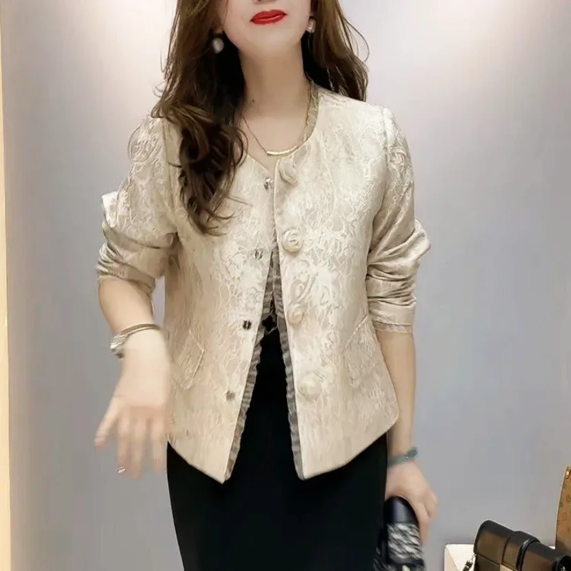 【高品质】春季新中式提花国风蕾丝边设计感香风外套女气质短款外套