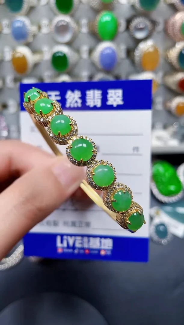 银S925镶嵌手镯翡翠225